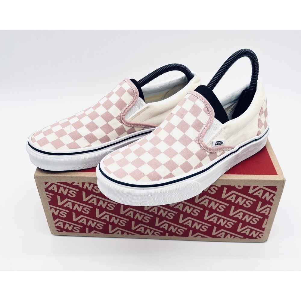 Vans Classic Slip-On Checkerboard Shoes Beige Pink Mens 6 Womens 7.5 JL3